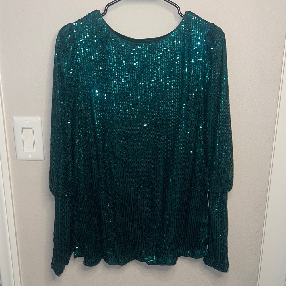 SHEIN Emerald Sequin Blouse
